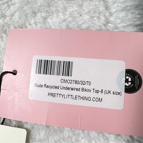 NWT PrettyLittleThing Nude Underwire Swim Bikini Top Size 4 - Picture 9 of 11